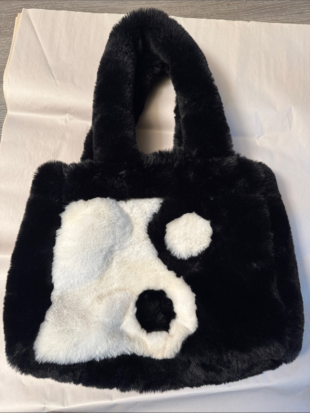 Black & White Faux Fur Yin Yang purse